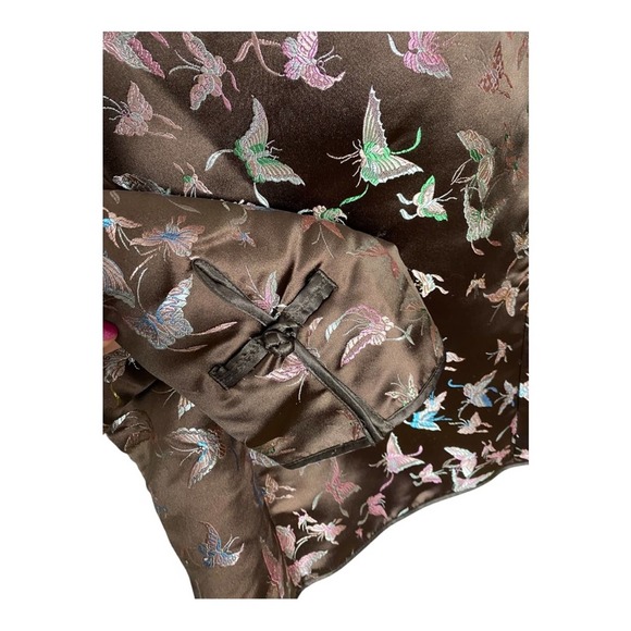 Vintage Old Navy Y2K Asian style brown satin coat with butterfly. Size XL Wm - Picture 4 of 5
